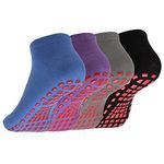 Dacitiery 4 Pairs Non Slip Yoga Pilates Socks,Yoga Socks for Women&Men with Grips Anti Non Slip Slipper Socks for Ballet, Pilates, Hospital, Home, Barre(color1)