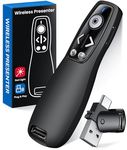 Presentation Clicker Wireless Presenter Remote for PowerPoint, RF 2.4GHz USB Powerpoint Clicker with Hyperlink & Volume Control PowerPoint Slide Advancer for Mac, Computer, Laptop
