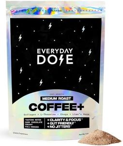 Everyday Dose Bold Medium Roast Mushroom Coffee 90mg Caffeine per serving with Grass-Fed Collagen, Chaga, Lions Mane & L-Theanine for Better Focus, Energy, Digestion, Skin, and Immunity 30 Servings