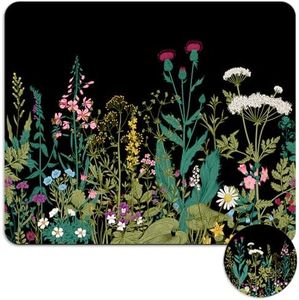 iDonzon Square Mouse Pad with Coaster, Soft Cute Computer Mouse Mat with Non-Slip Rubber Base, Easy to Slide, Splash Resistant Surface, Personalized Design, Portable, Garden Flowers