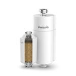 Philips Water in-Line Shower Filter and 1 Replacement Cartridge, 50 000 L Filtration Capacity, White, Reduces Chlorine by up to 99%, Easy to Install, fits All Standard Hoses and taps