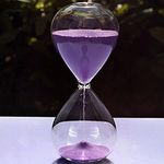 Large Fashion Colorful Sand Glass Sandglass Hourglass Timer Clear Smooth Glass Measures Home Desk Decor Xmas Birthday Gift (60 Minutes, Purple)