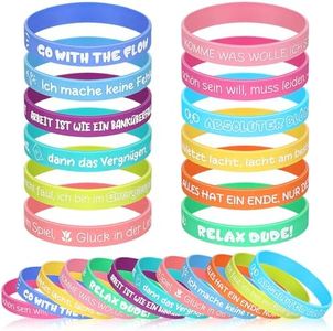 Otuuz Pack of 24 Funny Silicone Bracelets Colleagues 20.2 cm Anti-Stress Bracelets Sports Rubber Bracelets with Funny Sayings Motivational Bracelets in German Gift for Work Colleagues Boss Office