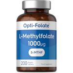 L-Methylfolate 1000ug | 200 Tablets | 5-MTHF Folate Supplement | Active Form of Folic Acid | by Opti-Folate