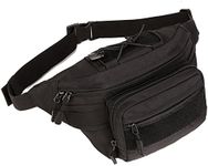 Huntvp Military Hip Fanny Pack Tactical Waist Bag Packs Waterproof Hip Belt Bag Pouch for Hiking Climbing Outdoor Bumbag Black