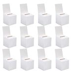 Xugoox 12Pcs Ballot Box Donation Box for Fundraising, Slot Tickets Boxes White Glossy Cardboard Box with Removable Header for Collecting Business Card Voting Contest 12 x 6 x 6 Inch