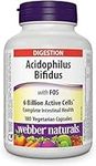 Webber Naturals Acidophilus Bifidus with FOS, 6 Billion Active Cells, 4 Probiotic Strains, 180 Capsules, For Digestive Health, Vegetarian