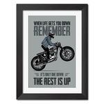 TenorArts Motorcycle Riding Poster Bikers Bullet Rider Motivational Painting Laminated Poster Framed Painting with Matt Finish Frames (9inches x 12inches)