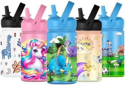 KELP Botella de Agua Niños, Botella de Agua de Acero Inoxidable Para Niños, Botella Térmica Para Niños, Apta Para Colegio, A Prueba de Fugas, Botella de Agua Acero Inoxidable Infantil (Dinosaurio)
