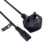 2 Pin Mains Power Lead Fig Figure 8 Cable Compatible with PS4 PS5 Xbox Samsung Toshiba Panasonic JVC Philips LG Sharp Sony TV Canon Pixma HP Brother Printer Asus Toshiba Laptop Charger UK Wall Cord 3m