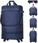 Hanke Expandable Large Suitcase 4 wheels lightweight Collapsible, Foldable suitcases & travel bags Hand Luggage Extend 20/24/28 inch Suitcases Duffel Bag Without Telescopic Handle for Men & Women,Blue