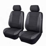 Flying Banner Gabardine Mesh Front Car Seat Covers Airbag Compatible Protector Universal for Most Car Truck Vans SUVs (Black and Grey)