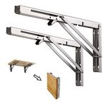 Folding Shelf Brackets 18 Inch Heavy Duty Stainless Steel Collapsible Wall Mounted Shelf for DIY Bracket,Folding Bench,Work Table, Space Saving Max Load 360lb 2pcs with Screws