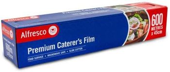 1 x Alfresco Caterer's Packaging Film Food Catering Wrap 45cm X 600M 45cm Width x 600m Length Clear Cling Film