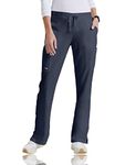 BARCO Grey's Anatomy Women's Mia Pant, Easy Care Medical Scrub Pants w/ 6 Pockets & Elastic Drawcord Waistband, Steel, S Petite