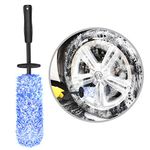 URAQT Car Wheel Brush, No Metal Wheel and Rim Detailing Brush, Practical Car Wheel Cleaning Brush, Soft Dense Alloy Wheel Brush, Car Care Cleaning Kits Suitable for Cars/Motorcycles/Bicycles (Blue)