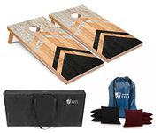 Tailgating Pros Cornhole Boards- 4'x2' Designed Wooden Cornhole Game w/Carrying Case & Set of 8 Corn Hole Bean Bags w/Tote