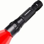 DARKBEAM Tactical Red Light LED Flashlight Rechargeable Red Torch Zoomable Portable Red Flashlights Handheld Red-Light Water & Shock Resistant for Fishing Hunting Detector Astrophotography