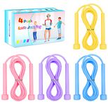 Jump Rope for Kids, 4 Pack Soft Durable PVC Kids Skipping Rope Adjustable Length Jumping Skip Ropes for Boys, Girls, Children, Students Outdoor Sport Exercise Fitness Weight Loss