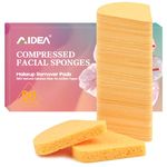 96Count Compressed Facial Sponges, AIDEA Disposable Face Sponges, Face Cleansing Sponges, 100% Natural Cellulose Cosmetic Spa Sponges for Facial Cleansing, Exfoliating, Reusable Makeup Remover Pads