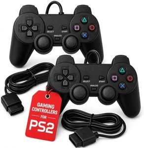 Hopevry Wired PS2 Controller | 2 Packs Compatible with Sony PS2/PS2 Slim/PS1| PlayStation 2 Controller with Dual Vibration, Plug and Play (Black)