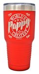 Gift for Pappy – “World’s Greatest Pappy” Engraved GK Grand Stainless Steel Tumbler Vacuum Insulated Large Travel Coffee Mug Hot & Cold Drinks Christmas Birthday Fathers Day Dad Mug (Red, 30oz)