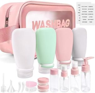 18 Pcs Travel Bottles for Toiletries Gym TSA Approved, Leak Proof with Bandage Silicone Squeezable 3oz for Toner Shampoo Conditioner Lotion Body Wash with Toothbrush Cover Tag and Wash Bag