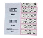 Bingo Tickets 600 Pad 6 To a Sheet 1-90 Perforated (Pink)