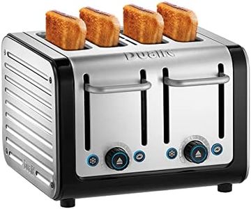 Dualit 46505 Architect 4 Slice Toaster | Brushed Stainless Steel with Black Trim | Extra-Wide Slots – Peek and Pop Function – Patented Perfect Toast Technology – Matching Kettle and Sandwich Cage Available