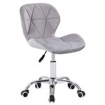 Charles Jacobs Home Office Swivel Computer Desk Chair with a Height Adjustable Chrome base and Wheels - Grey Velvet