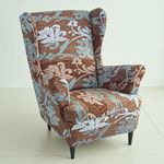 HOKIPO 140 GSM Fully Covered Wingback Chair Cover, Rich Chocolate Damask Floral (AR-5135-D12)