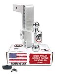 Weigh Safe 180 Hitch CTB10-2.5 10" Drop Hitch, 2.5" Receiver 18,500 LBS GTW - Adjustable Aluminum Trailer Hitch Ball Mount & Chrome Plated Combo Ball, Dual Pin Keyed Lock