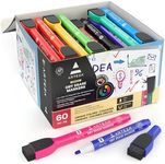 ARTEZA Magnetic Dry Erase Markers with Eraser Pack of 60, Fine Tip, 12 Assorted Colors with Low-Odor Ink, Whiteboard Pens