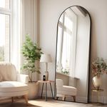 CIVENO Arched Full Length Mirror, Black Metal Frame Full Body Mirror, 64"x21" Standing Mirror, Hanging or Leaning Against Wall for Bedroom, Living Room, Dressing Room