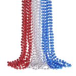 YAXINRUI 15 Pcs 4th of July Necklace Patriotic Beads Necklaces, 4th of july Accessories 33 Inch Independence Day Patriotic Beads Necklaces 4th of July Beads for Patriotic Parade Party