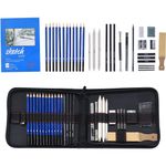 Angel Bear 35 Pieces Professional Drawing Pencils and Sketch Kit for Artist, Blue