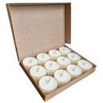 12 Natural Unscented 100% Vegetable SOY WAX Tealight Candles Minimum 4 Hours Burn Time Paraffin-Free Non-Toxic Vegan Tealights in Clear Cup for Oil Burner & Wax Melter