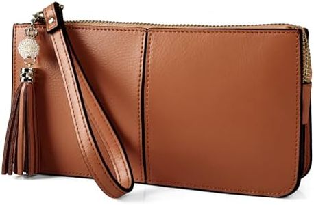 befen Genuine Leather Wristlet Clutch for Women Ultra-Slim Ladies Credit Card Holder Wallet Purses with RFID Protection (Penny Brown)