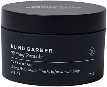 Blind Barber 90 Proof Hair Pomade for Men - Strong Hold, Natural Finish - Water-Based Pomade for Men with Hops & Tonka Bean - Free of Greasy Oils, Easy to Use Matte Pomade - (2.5 Oz)