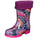 Demar Kids Boys Girls Wellies Rain Boots Warm Fleece-Lined Light Unisex Children Wellington Boots 10/11 UK Child (label 28/29) Peacock