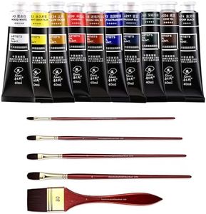 rubens Artist Oil Paints Set 10 Colors with Filbert Paint Brushes Set, 1.35 OZ Landscape Colors for Canvas, Professional Oil Paint Kits for Artists, Beginners