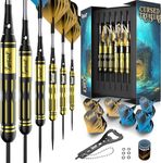 IgnatGames Steel Tip Darts Set - Professional Darts with Aluminum Shafts, Rubber O'Rings, and Extra Flights + Dart Sharpener + Innovative Case + Darts Guide