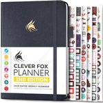 Clever Fox Planner 2nd Edition Dated Jan 2025-Jan 2026 – Colorful Weekly & Monthly Goal Setting Planner, Habit Trackers, Time Management and Productivity Organizer, Gratitude Journal, A5 (Silver Black)