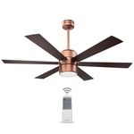 Goldmedal Phantom 1200 mm BEE Certified 3 Star Rated Super Decorative Ceiling Fan | 100% Copper Motor | 3 Colour Led With Remote | Electroplated Finish | 2 years Warranty (ANTIQUE COPPER ROSEWOOD)