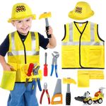 Tacobear Construction Worker Costume for Kids Engineering Role Play Dressing Up Costumes with Play Tools and Vehicle Toys for Children Boys 3 4 5 6 7 8 Years