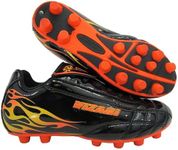 Vizari Blaze Firm Ground Kids Soccer Cleats for Boys and Girls - Black/Orange, Size 5.5 | Durable Premium Synthetic Leather Upper Youth Football Cleats | Rubber Sole Sports Shoes for Enhanced Grip