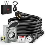 dé 50 Amp Generator Cord 15FT and Pre-Drilled Power Inlet Box & Interlock Kit, 4 Prong Generator Power Cord, 125V/250V RV Power Cord, NEMA 14-50P/SS2-50R Twist Lock, 6/3 + 8/1 AWG Wire - ETL Listed