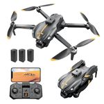 Drone with Camera for Adults, 1080P HD Camera, Drone for Beginners with Altitude Hold, 4 Way Obstacle Avoidance, Gestures Selfie, Speed Adjustment, Headless Mode, 3D Flips, 3 Modular Batteries (Black)