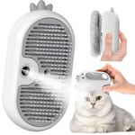 Cat Steam Brush with Release Button, Rechargeable Pet Steam Brush for Long Short Hair Cats Dogs Rabbits, Self Cleaning Slicker Steamy Cat Brush With Water Tank for Pet Shedding Grooming