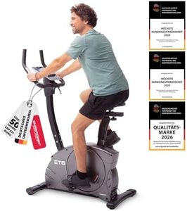 Heimtrainer Fahrrad Ergometer CHRISTOPEIT ET 6 Indoor mit 24 Widerstandsstufen, bis 150kg und 200cm, 12kg Magnet-Bremssystem, Kinomap, Bluetooth, Pulsmessung, bequem, leise